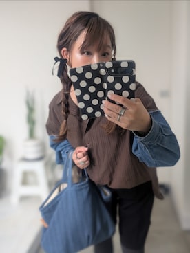 「KBF（ケイビーエフ）のデニムスリーブリメイクシャツ（シャツ/ブラウス、ブラウン系）」を使った、nさん（レディース・157cm）の春コーディネート