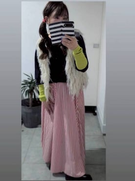 「niko and...（ニコアンド）のカシミヤ混配色ニットプルオーバー（ニット/セーター）」を使った、nさん（レディース・157cm）の秋コーディネート