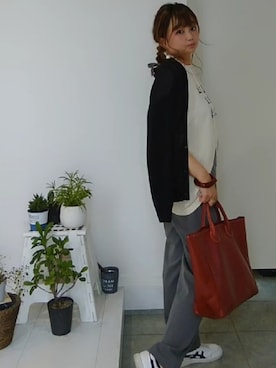 「TASINAMI（タシナミ）のアイテム（トートバッグ）」を使った、nさん（レディース・155cm）の夏コーディネート