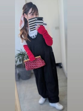 「アイテム（つなぎ/オールインワン）」を使った、nさん（レディース・157cm）の秋コーディネート