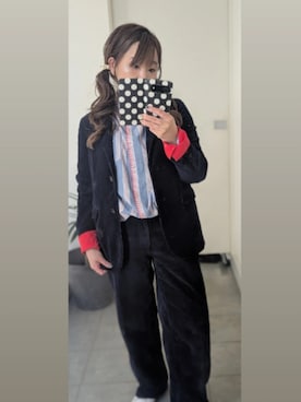 「niko and...（ニコアンド）のアイテム（シャツ/ブラウス、ブルー系）」を使った、nさん（レディース・157cm）の冬コーディネート