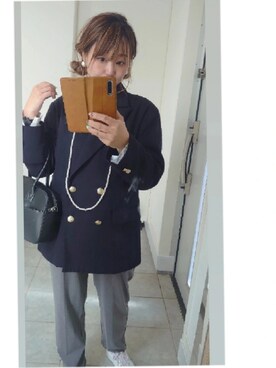 「お仕事スタイル」｜「アイテム（ジャケット/アウター）」を使った、nさん（レディース・157cm）の冬コーディネート