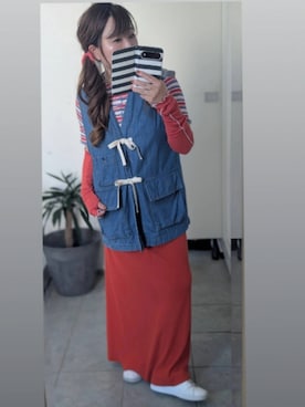 「アイテム（ベスト）」を使った、nさん（レディース・157cm）の秋コーディネート
