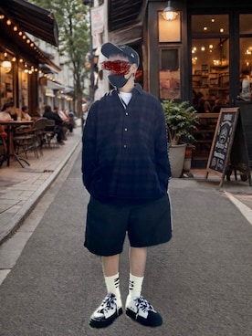 「stein（シュタイン）のアイテム（シャツ/ブラウス、ブラウン系）」を使った、☆m(@s@)shi★さん（メンズ・168cm）の夏コーディネート