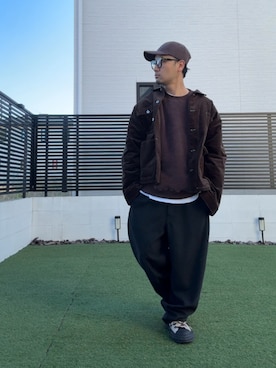 「アースカラー」｜「アイテム（ブルゾン）」を使った、☆m(@s@)shi★さん（メンズ・168cm）の冬コーディネート