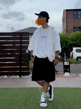 「白黒」｜☆m(@s@)shi★さん（メンズ・168cm）の夏コーディネート