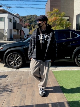 「アイテム（カバーオール）」を使った、☆m(@s@)shi★さん（メンズ・168cm）の冬コーディネート