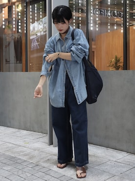 「blue」｜「アイテム（サンダル）」を使った、KellyLeeさん（レディース・166cm）の夏コーディネート