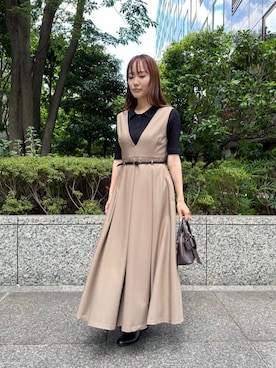 「アイテム（ジャンパースカート）」を使った、NATURAL BEAUTY BASICさん（レディース・154cm）の秋コーディネート