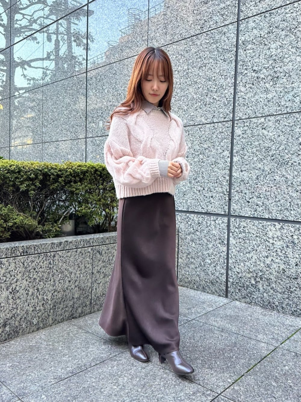 ニット/セーター（ピンク系）を使った「ストライプシャツ」の人気