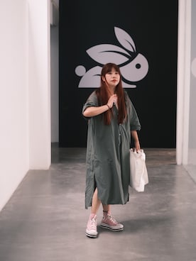「ニコアンド」｜「アイテム（シャツワンピース）」を使った、endlievanさん（レディース・158cm）の秋コーディネート