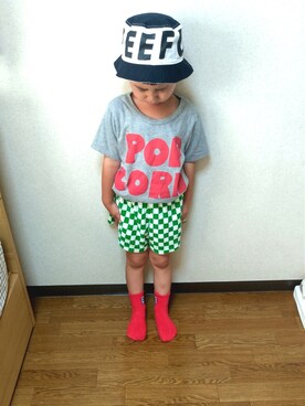 「MAISON DE REEFUR（メゾンドリーファー）のアイテム（帽子）」を使った、sさん（キッズ・100cm）の夏コーディネート