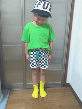 「MAISON DE REEFUR（メゾンドリーファー）のアイテム（帽子）」を使った、sさん（キッズ・100cm）の夏コーディネート