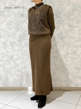 「セットアップスタイル」｜「アイテム（ワンピース/ドレス）」を使った、STRAWBERRY-FIELDSさん（レディース・156cm）の秋コーディネート