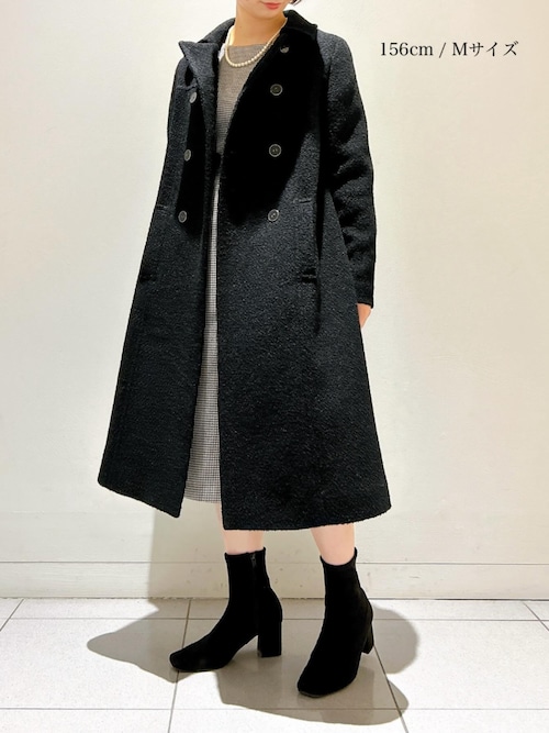 セール】ループヤーンラメファンシー_ダブル釦ロングコート（ステン