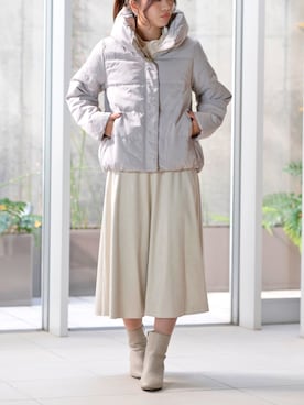 「アイテム（ダウンジャケット/コート、ベージュ系）」を使った、STRAWBERRY-FIELDSさん（レディース・159cm）の冬コーディネート