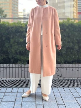 「アイテム（ノーカラーコート）」を使った、STRAWBERRY-FIELDSさん（レディース・164cm）の冬コーディネート