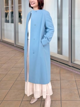 「アイテム（ノーカラーコート）」を使った、STRAWBERRY-FIELDSさん（レディース・163cm）の冬コーディネート