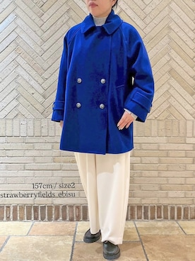 「アイテム（その他アウター、ブルー系）」を使った、STRAWBERRY-FIELDSさん（レディース・157cm）の秋コーディネート
