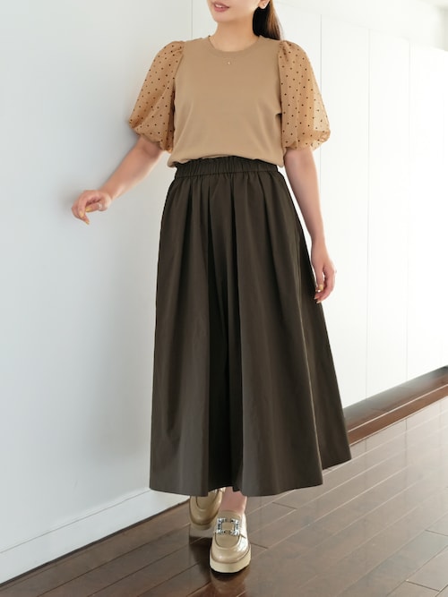 セール】ソフトピーチタフタ_ギャザータックタフタスカート（スカート