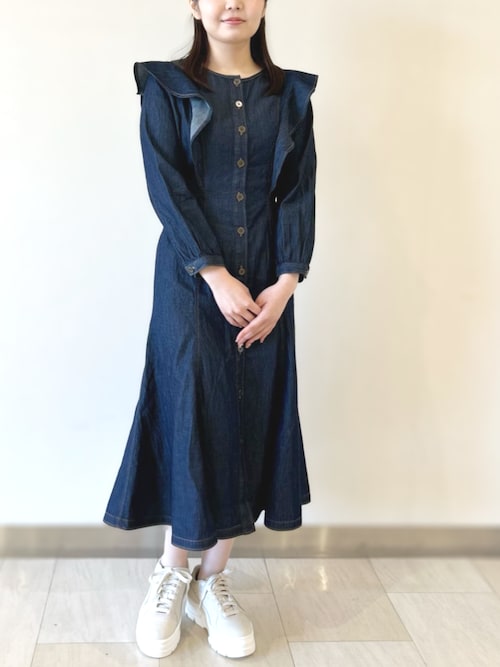 新品未使用　ストロベリーフィールズ　ワンピース 新品】ストロベリーフィールズ フラワー刺繍ストライプ