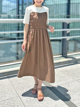 「ティアードスカート」｜「アイテム（ワンピース/ドレス）」を使った、STRAWBERRY-FIELDSさん（レディース・159cm）の夏コーディネート