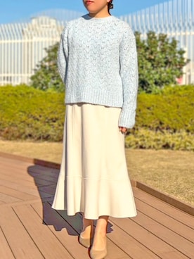 「アイテム（スカート、ベージュ系）」を使った、STRAWBERRY-FIELDSさん（レディース・157cm）の冬コーディネート