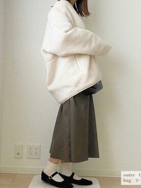 「フェイクレザー」｜「アイテム（ノーカラージャケット）」を使った、みゆきちさん（レディース・161cm）の冬コーディネート