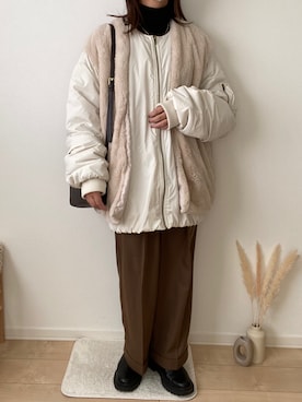 「ANGIE（アンジー）のアイテム（ブルゾン）」を使った、みゆきちさん（レディース・161cm）の冬コーディネート