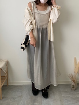 「淡色カジュアル」｜「アイテム（ワンピース/ドレス）」を使った、みゆきちさん（レディース・161cm）の夏コーディネート