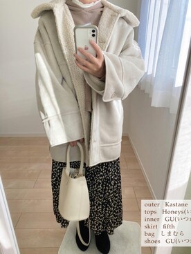 「パーカー」｜「アイテム（ムートンコート）」を使った、みゆきちさん（レディース・161cm）の秋コーディネート