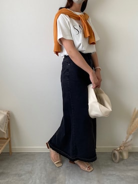「アイテム（デニムスカート、グレー系）」を使った、みゆきちさん（レディース・161cm）の夏コーディネート