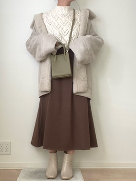 「Kastane（カスタネ）のアイテム（ムートンコート）」を使った、みゆきちさん（レディース・161cm）の冬コーディネート