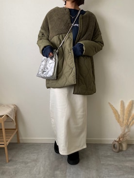「libelle more（リベル モア）のアイテム（その他アウター）」を使った、みゆきちさん（レディース・161cm）の冬コーディネート