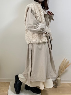 「reca（レカ）のアイテム（トレンチコート）」を使った、みゆきちさん（レディース・161cm）の冬コーディネート