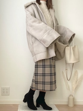 「Kastane（カスタネ）のアイテム（ムートンコート）」を使った、みゆきちさん（レディース・161cm）の冬コーディネート