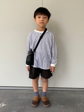 「apres les cours（アプレレクール）のアイテム（スリッポン）」を使った、nobさん（キッズ・110cm）の秋コーディネート