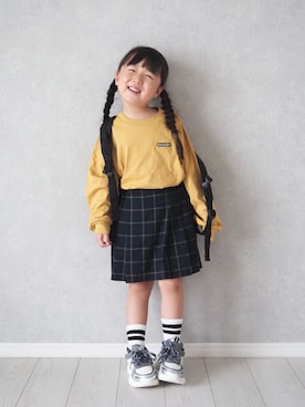 「アイテム（スカート）」を使った、teiccoさん（キッズ・152cm）の秋コーディネート