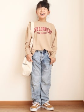 「BRANSHES（ブランシェス）のアイテム（スウェット）」を使った、teiccoさん（キッズ・126cm）の秋コーディネート
