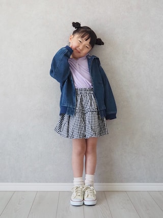 「CIAOPANIC TYPY（チャオパニックティピー）の【KIDS】シアーワッフルフードロンTEE《ジュニアサイズあり》（Tシャツ/カットソー）」を使った、teiccoさん（キッズ・156cm）の春コーディネート