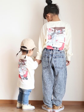 「RADCHAP（ラッドチャップ）のアイテム（パンツ）」を使った、teiccoさん（キッズ・126cm）の秋コーディネート