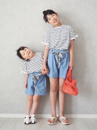 「ikka（イッカ）のスカーフベルト付きストレッチキュロット（120~160cm）（その他パンツ）」を使った、teiccoさん（キッズ・152cm）の夏コーディネート