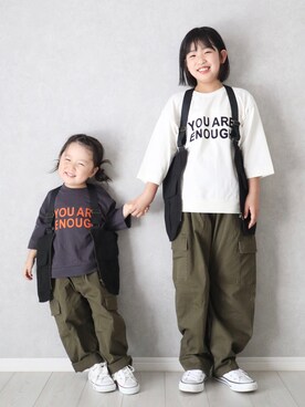「アイテム（カーゴパンツ）」を使った、teiccoさん（キッズ・130cm）の夏コーディネート