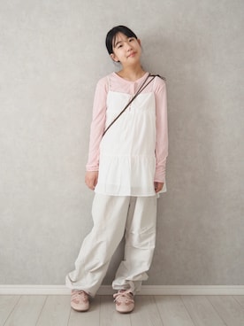 「GU（ジーユー）のアイテム（ワンピース/ドレス）」を使った、teiccoさん（キッズ・156cm）の春コーディネート