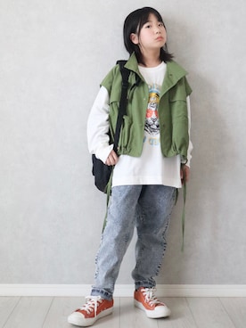 「w closet（ダブルクローゼット）のアイテム」を使った、teiccoさん（キッズ・130cm）の春コーディネート