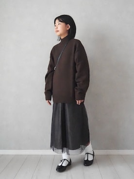 「アイテム（バレエシューズ）」を使った、teiccoさん（キッズ・152cm）の秋コーディネート