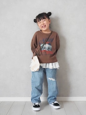 「アイテム（スカート）」を使った、teiccoさん（キッズ・152cm）の秋コーディネート