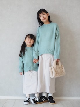 「アイテム（スカート）」を使った、teiccoさん（キッズ・154cm）の冬コーディネート