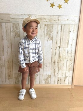 「秋のマイ旬スタイル」｜「アイテム（キャップ）」を使った、sma_oさん（キッズ・90cm）の秋コーディネート