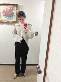 anuans  フロントファスナーニットプルオーバー アニュアンス anuans フロントファスナーニットプルオーバー （BEIGE